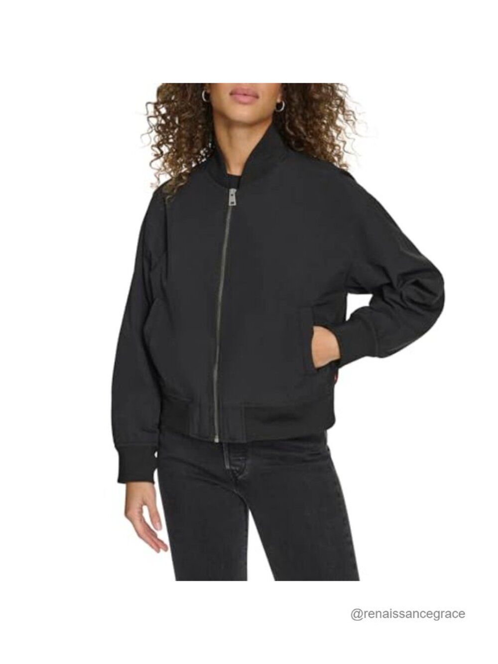 Levi's Nylon Lightweight Bomber Jacket Zip Front Rib Knit Cuffs